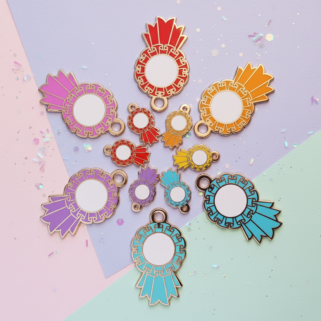 Blue Large Rosette Charm