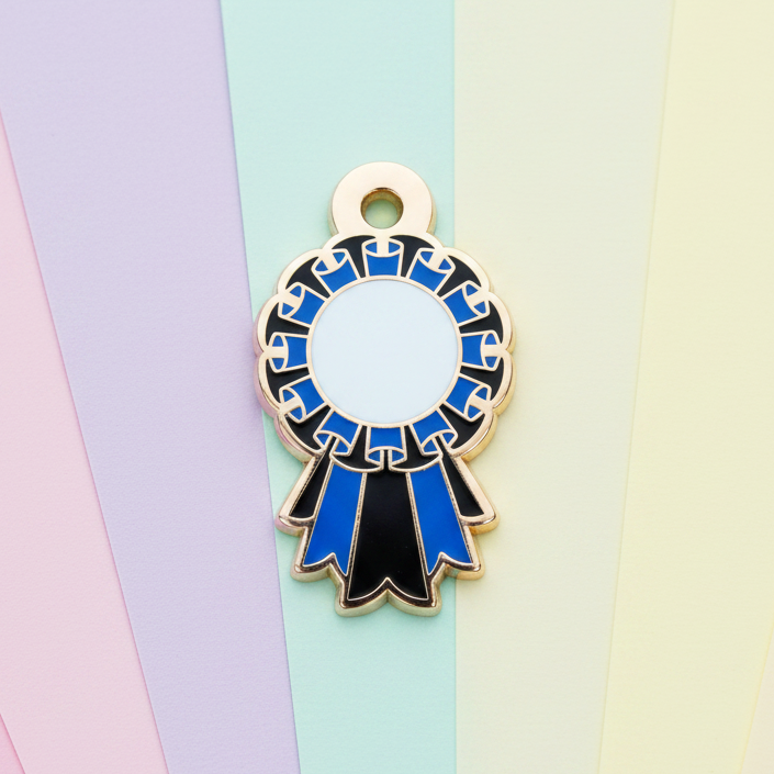 Black and Dark Blue - Small 28mm - Rosette Acievement Charm