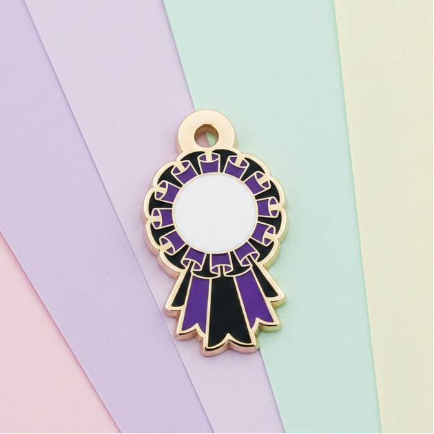 Black and Dark Purple - Small 28mm - Rosette Acievement Charm