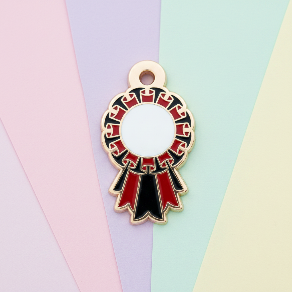 Black and Dark Red - Small 28mm - Rosette Acievement Charm