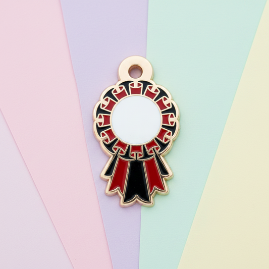 Black and Dark Red - Small 28mm - Rosette Acievement Charm