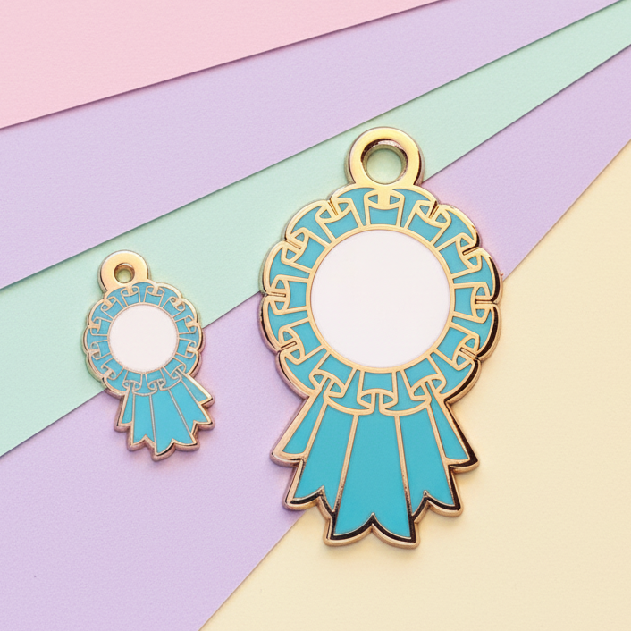 Blue Large Rosette Charm