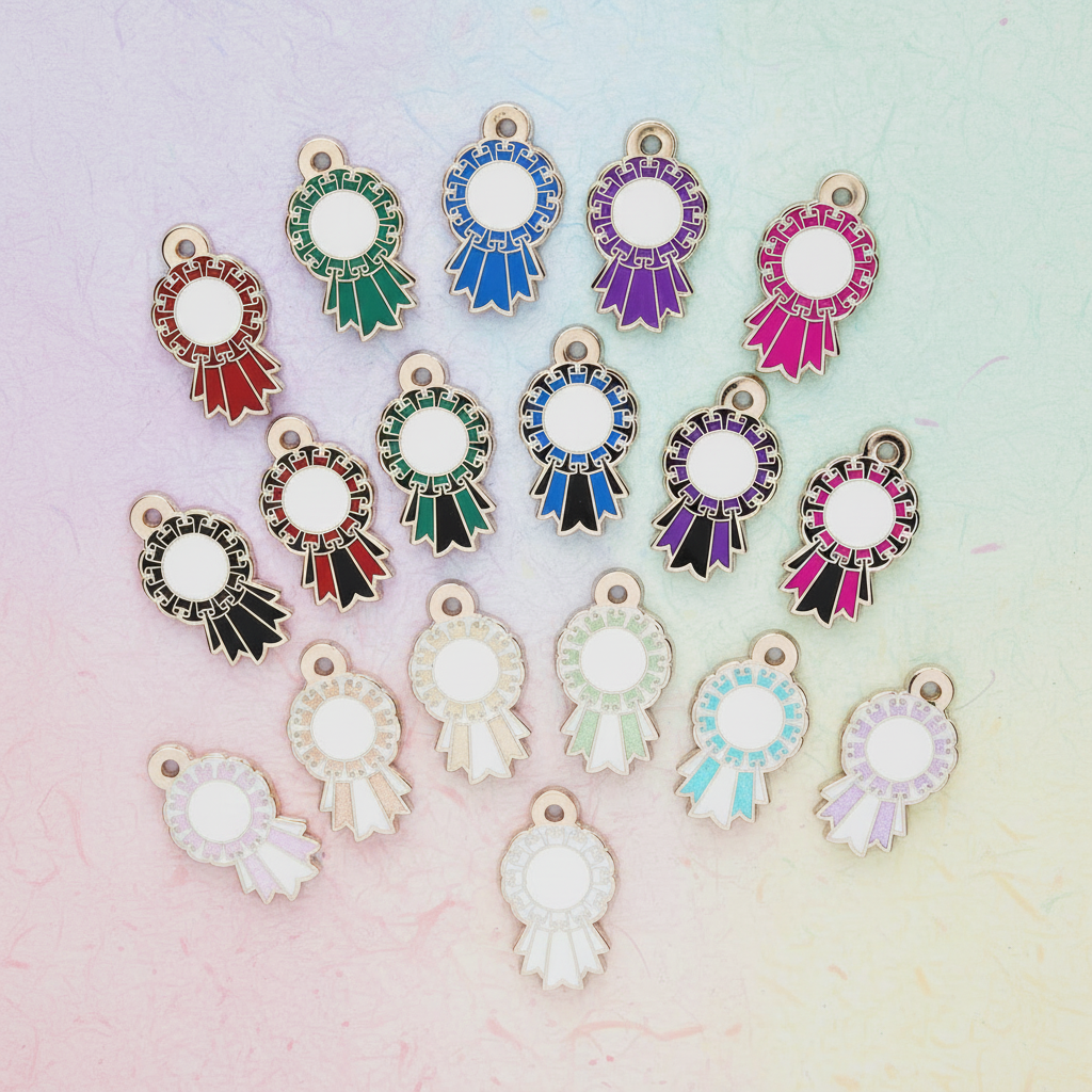 White and Glitter Yellow - Small 28mm - Rosette Acievement Charm