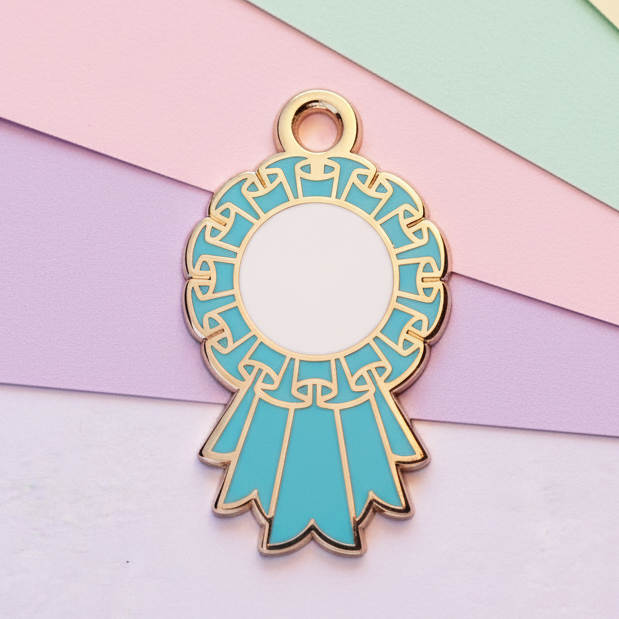 Blue Large Rosette Charm