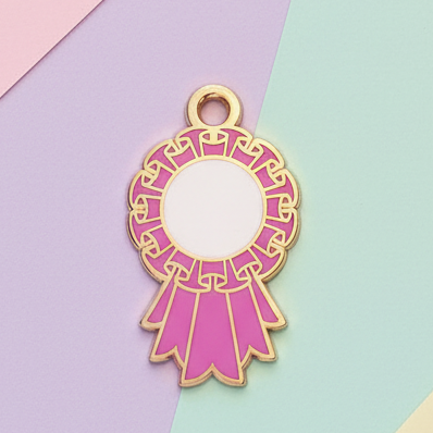 Pink Large Rosette Charm
