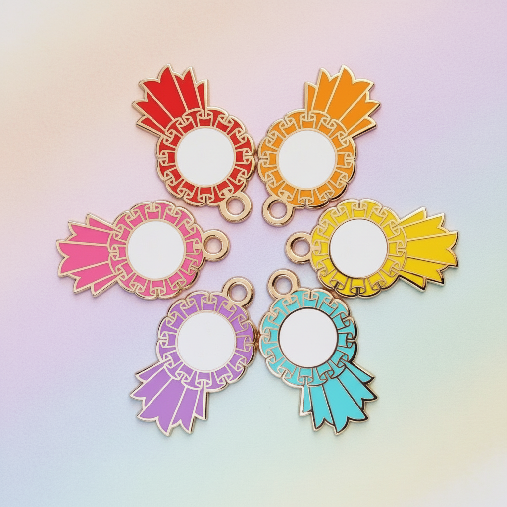 Blue Large Rosette Charm