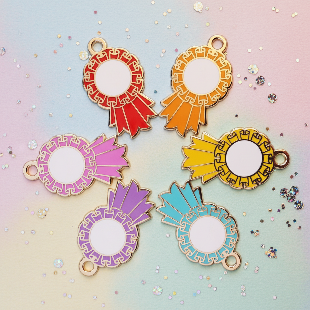 Blue Large Rosette Charm