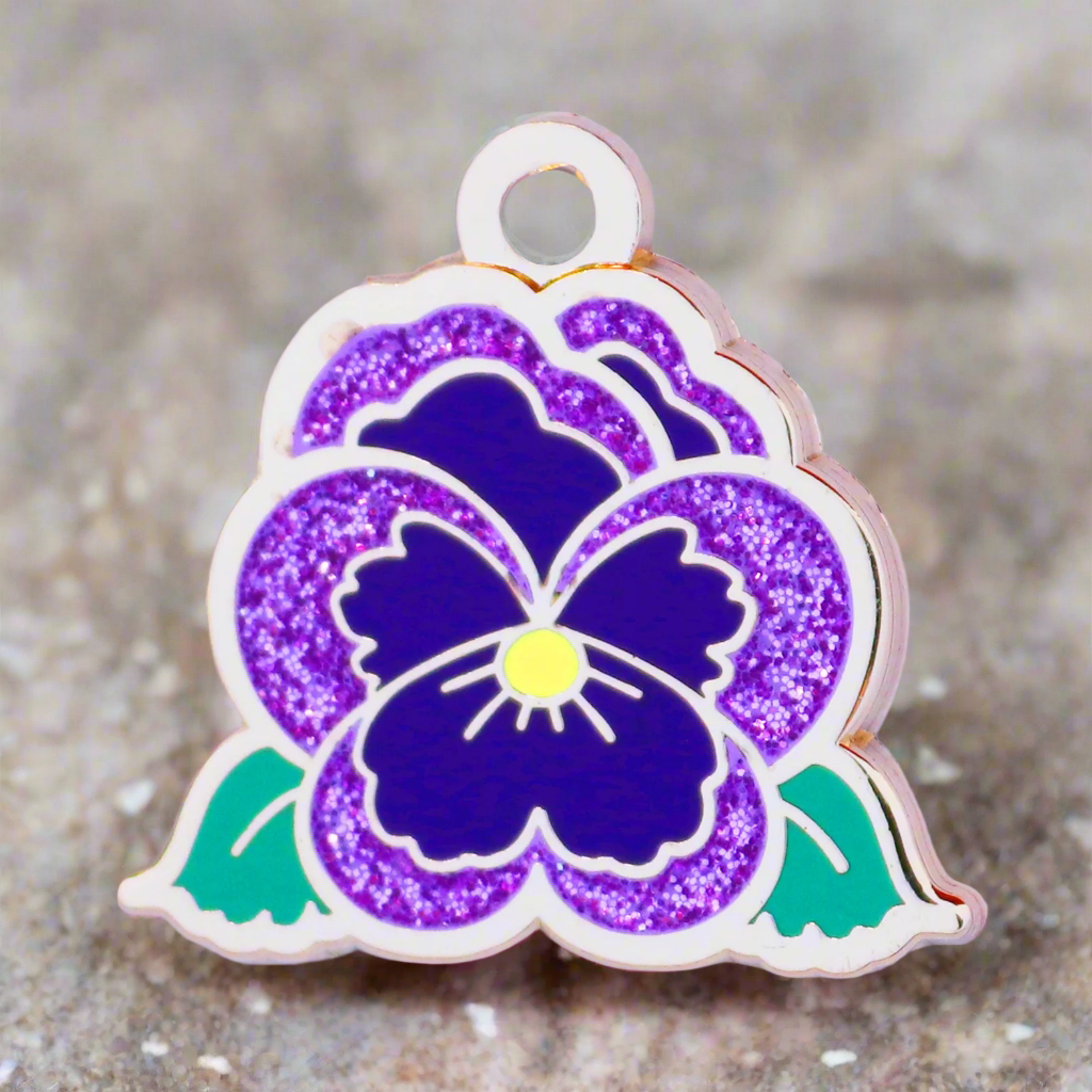 Pansy Engraveable ID Pet Tag Charm