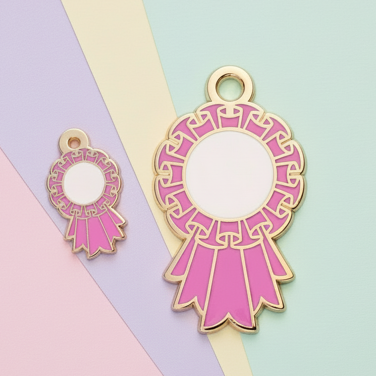 Pink Large Rosette Charm