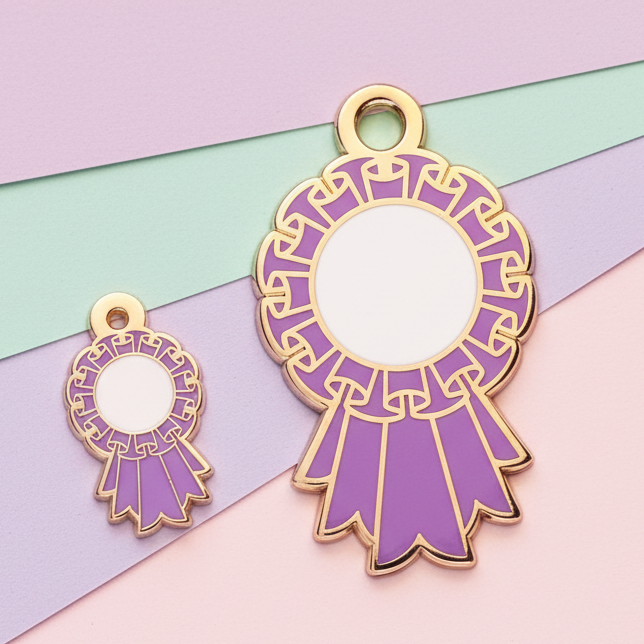 Purple Large Rosette Charm