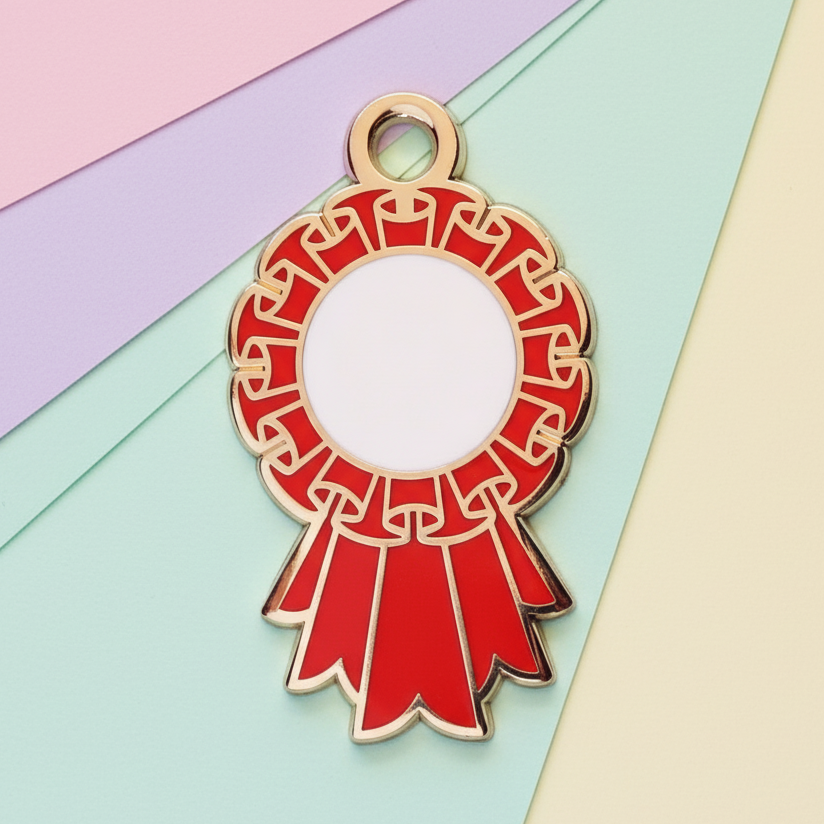 Red Large Rosette Charm