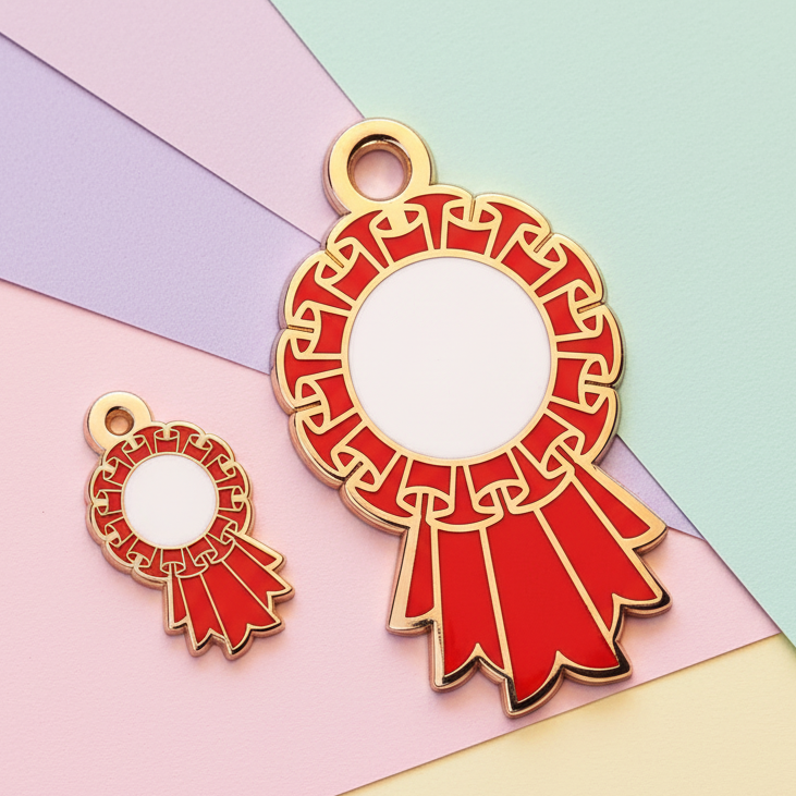 Red Large Rosette Charm