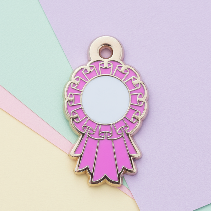 Pink Rosette Charm