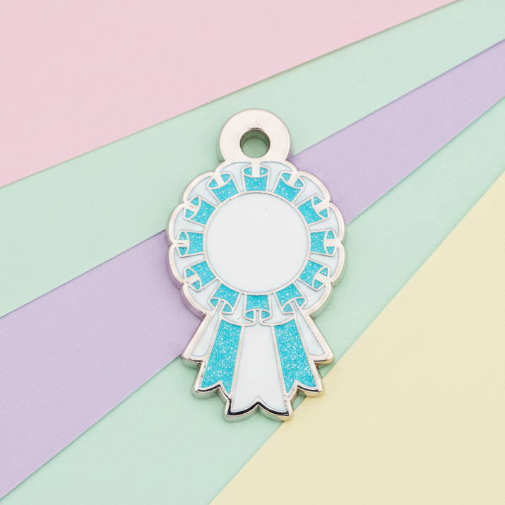 White and Glitter Blue - Small 28mm - Rosette Acievement Charm
