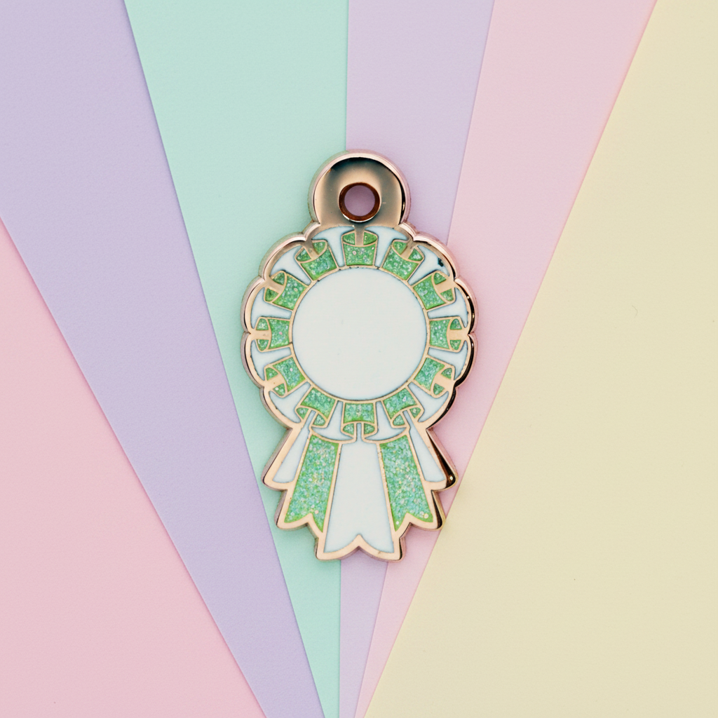 White and Glitter Green - Small 28mm - Rosette Acievement Charm