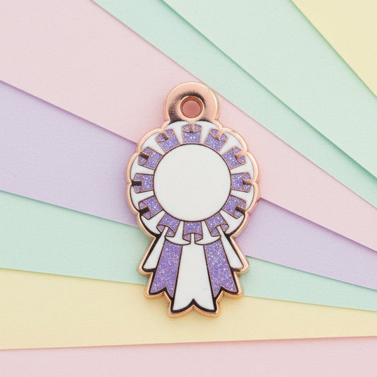 White and Glitter Purple - Small 28mm - Rosette Acievement Charm