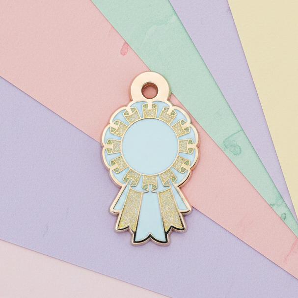 White and Glitter Yellow - Small 28mm - Rosette Acievement Charm